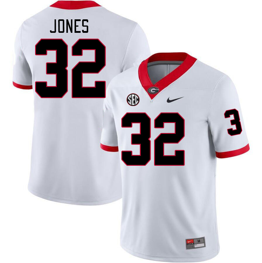 #32 Cash Jones Georgia Bulldogs Jerseys Football Stitched-White